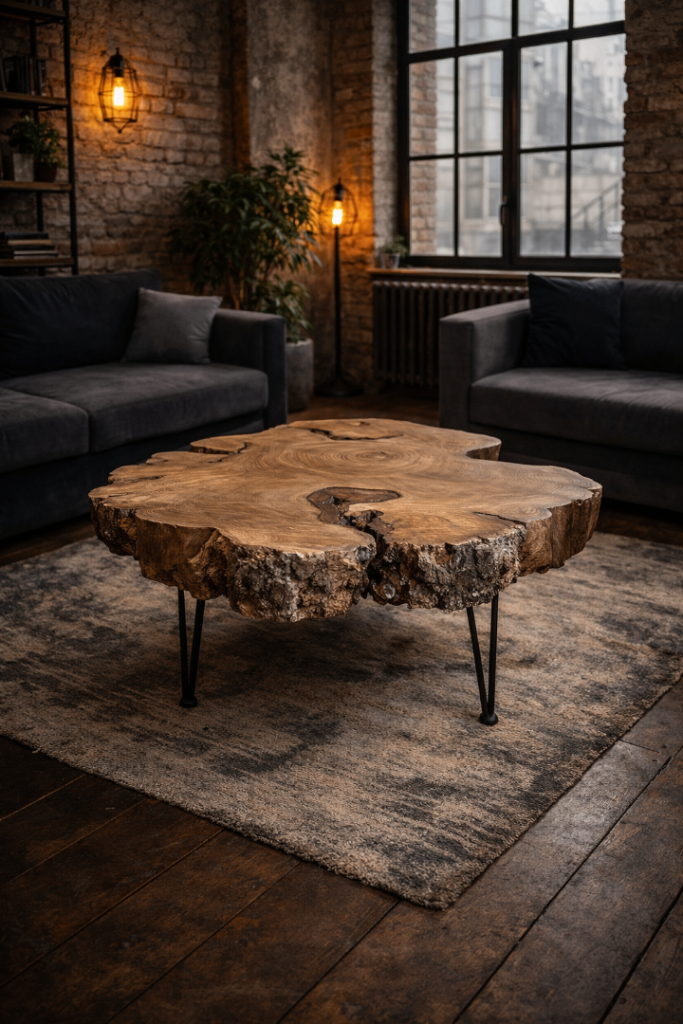 Coffee table / wooden top / acacia