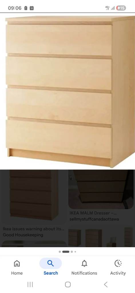 Ikea Malm Chest of 4x Drawers