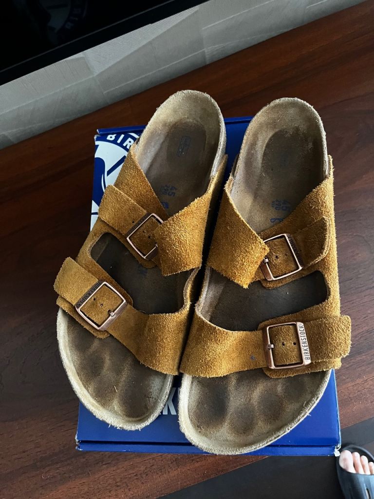 Birkenstock Arizona Sandals - Brown Suede, Size 45, Good Condition