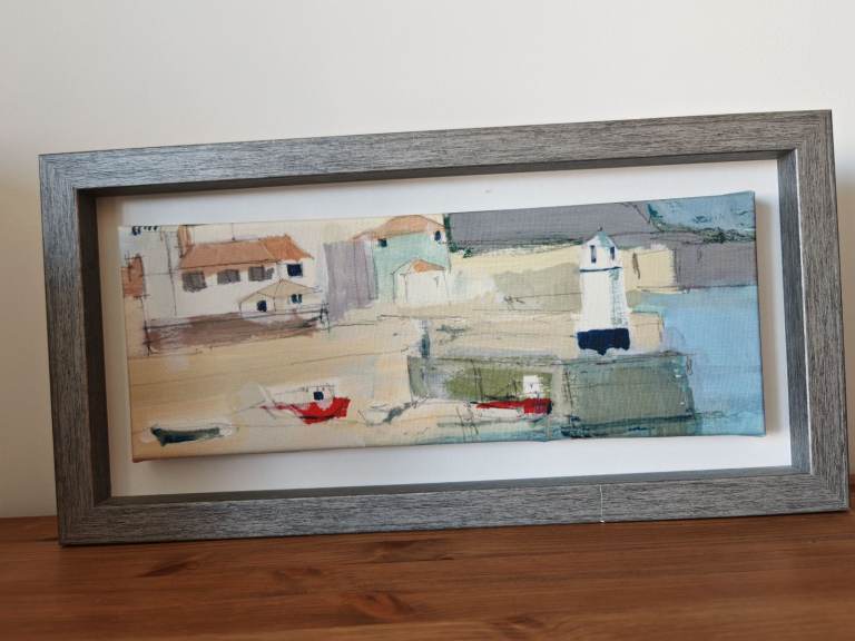 Framed Canvas Print Seaside Fishing Scene 
