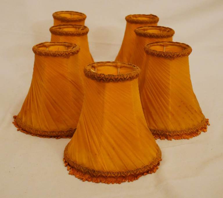 Vintage Set Of 7 Small Gold Ceiling Lightshades