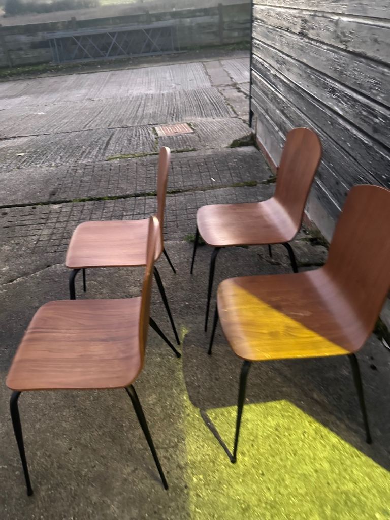 Vintage retro mid century modern MCM stacking kitchen dining chairs x 2 4