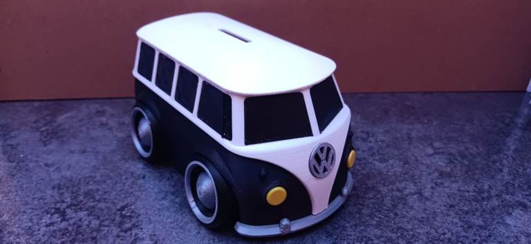 Volkswagen Camper Van Money Box – Black & White - Brand New