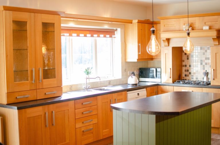 Kitchen carcasses, doors & integrated microwave & extractor.