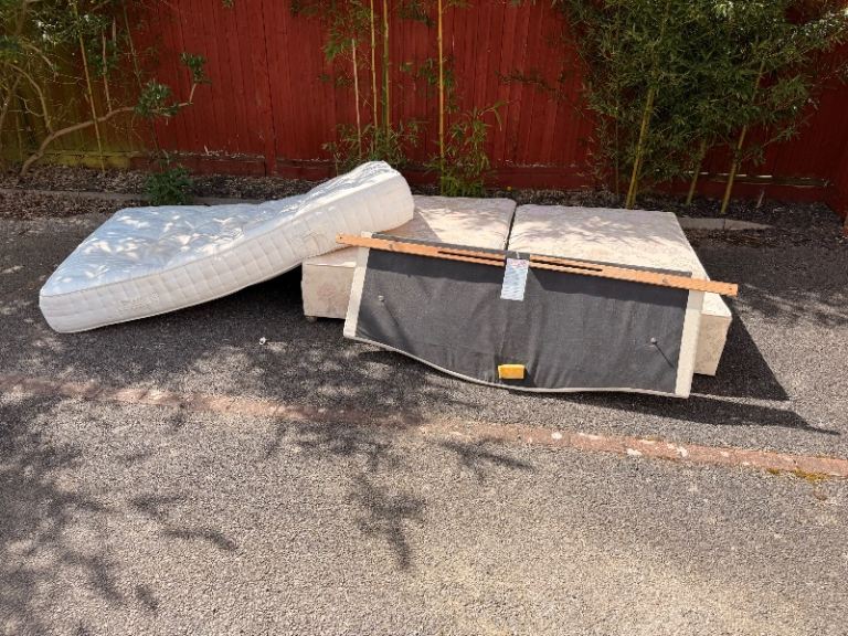 King Bed Mattress and Base – Fair Condition