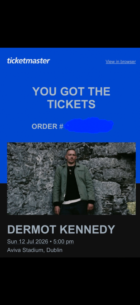 Dermot Kennedy Tickets - Aviva Stadium, 12th July 2026