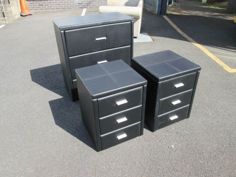 BLACK PADDED BEDROOM DRAWER SET at HAVEN TRUST CHARITY SHOP