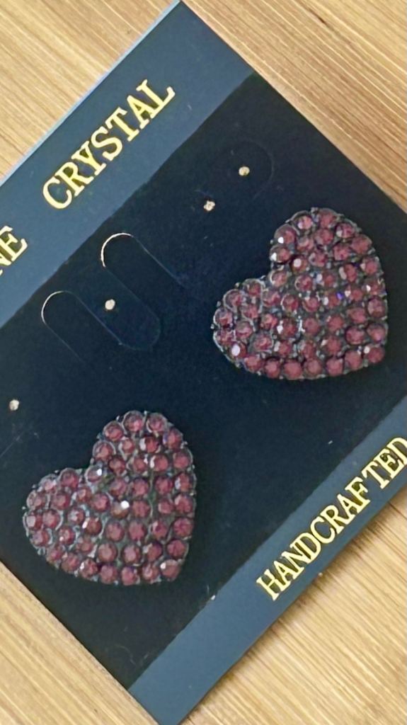 New Genuine Crystal Heart Earrings – Handcrafted