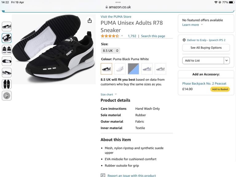 Puma sneakers R78 BNIB size 8.5 unisex trainers 