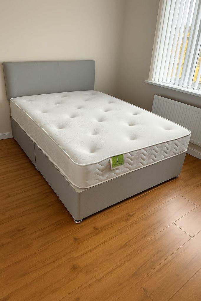 FULL BED SET OFFER – Divan Double Bed Base + Headboard + Mattress, Same Day Delivery