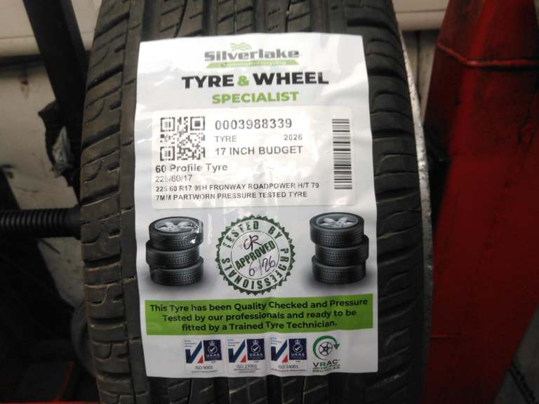 225 60 R17 99h Fronway Roadpower H/T 79 7mm Partworn Pressure Tested Tyre
