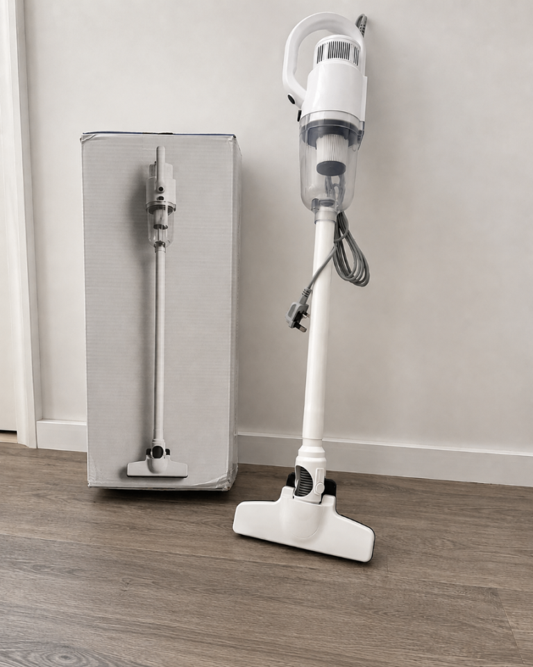 White Corded Bagless Stick Vacuum Cleaner with Floor Head, Stick Type .White