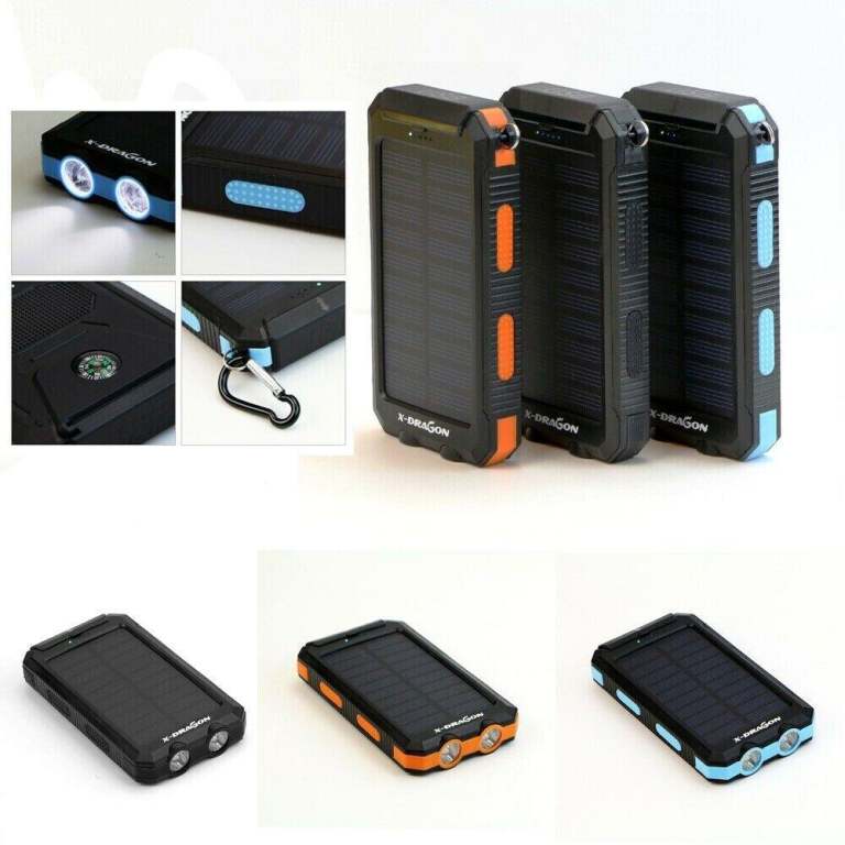 Brand New Waterproof Solar Power Bank 2 USB 100000mAh Battery Portable Charger For Mobile Tablets