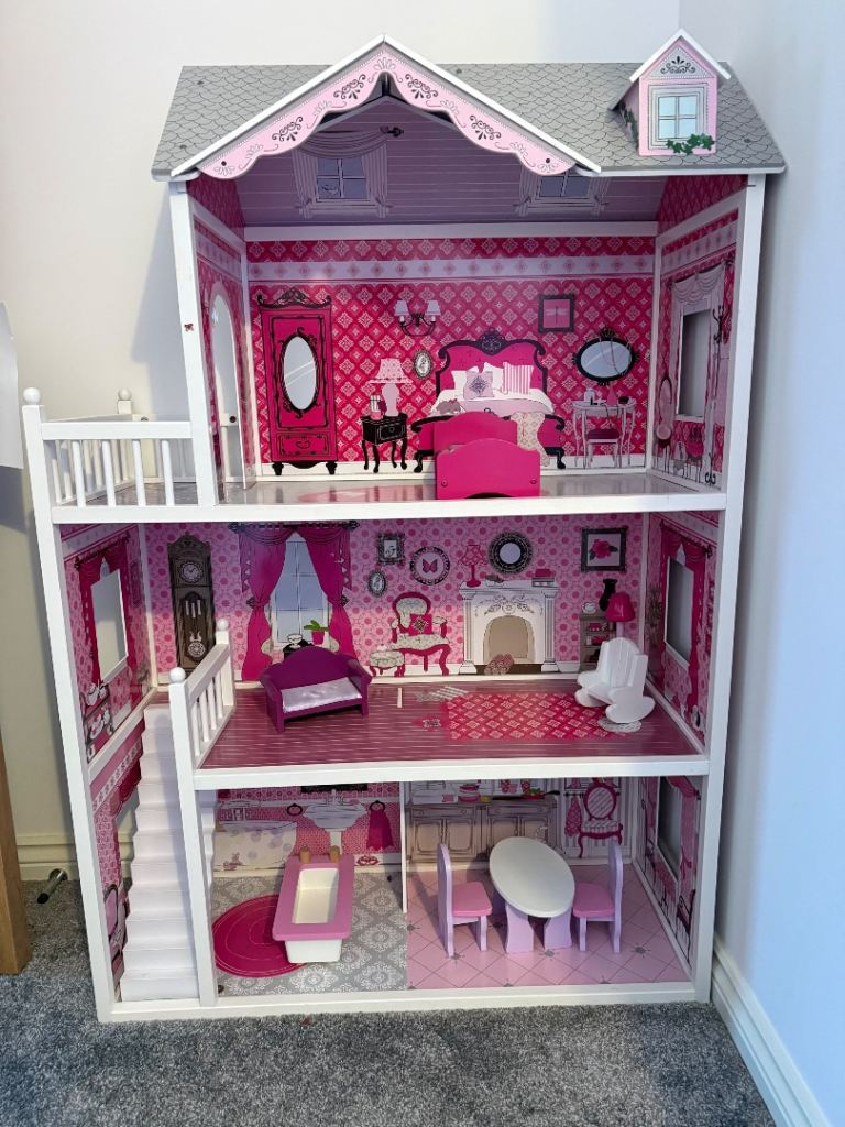Wooden Dolls House with Furniture 