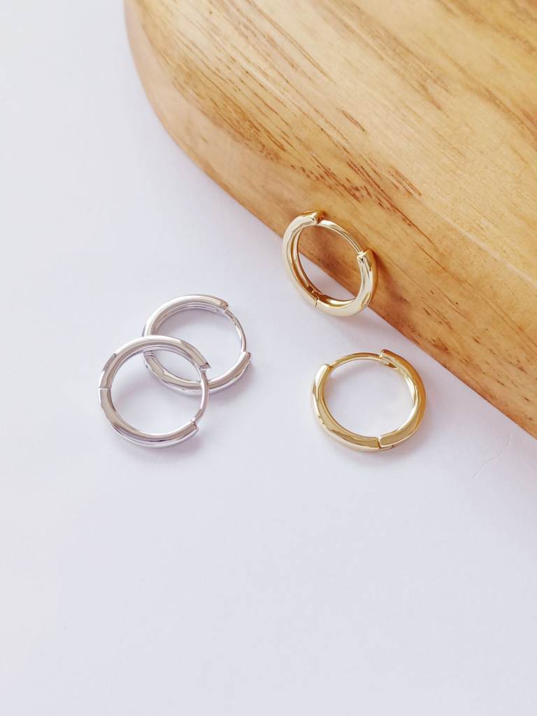 Classic Hoop Earrings 14K Gold/Platinum plated Minimalist Huggie Earrings