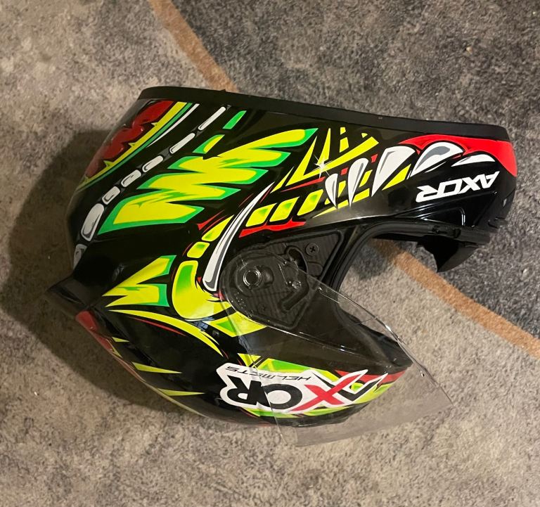 Axor Rage Python full-face motorcycle helmet in the Gloss Red / Yellow / Black colorway