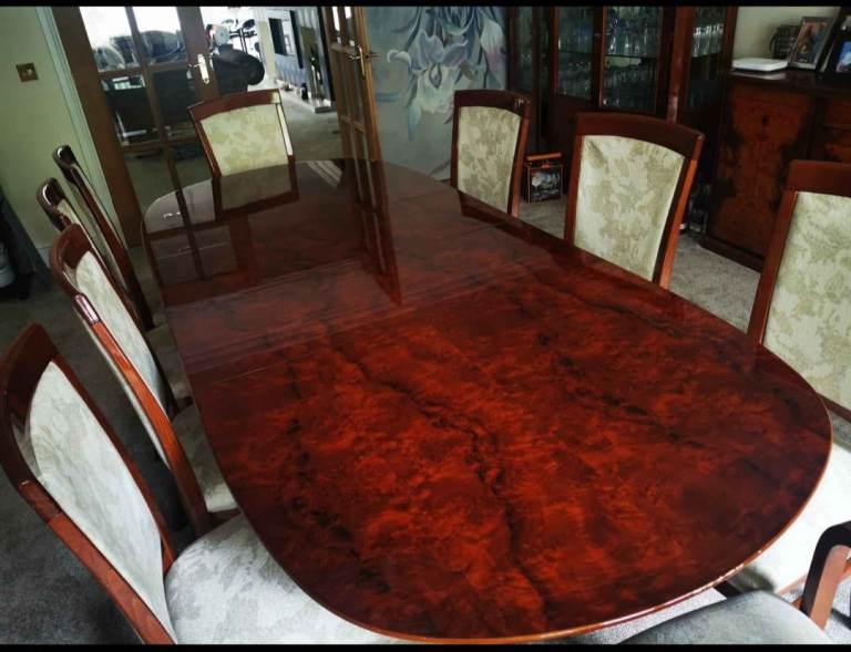 10 seater Mahogany dining table, sideboard and cupboard