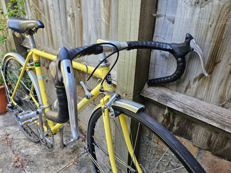 Vintage Yellow Road Bike custom build, 19.5 inches, Reynolds 501 tubing