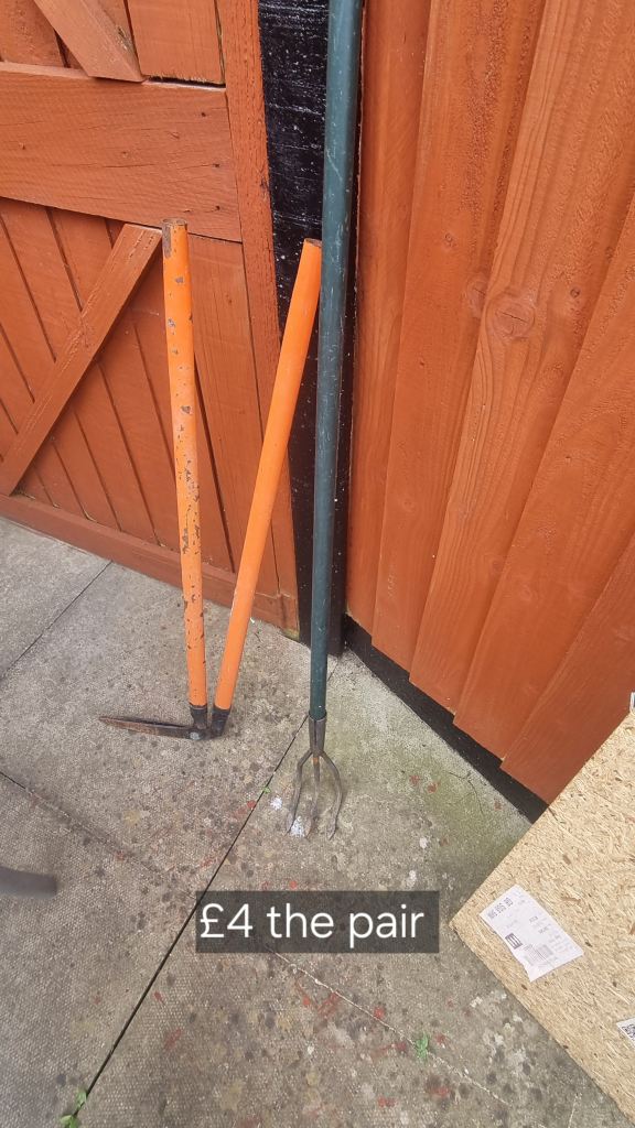 Garden Hand Tools – Pickaxe and Fork – Used Condition