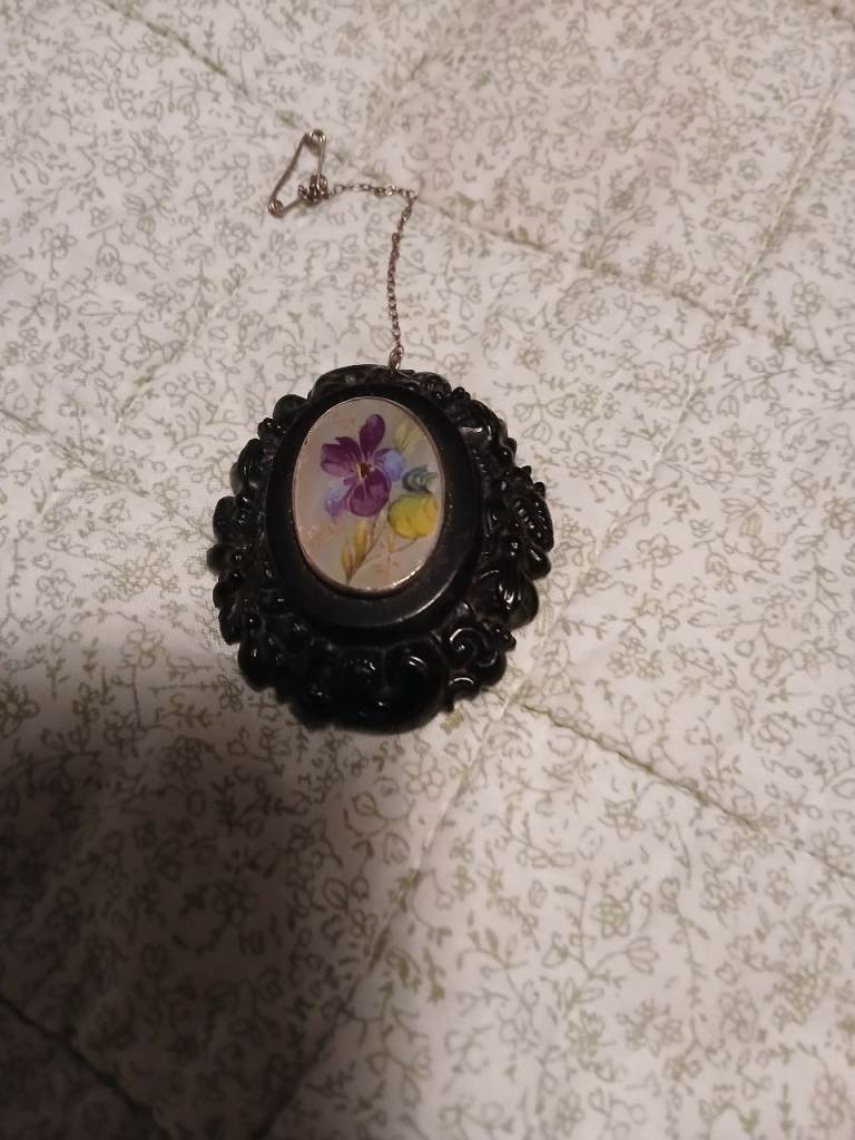 Antique hand painted brooch 