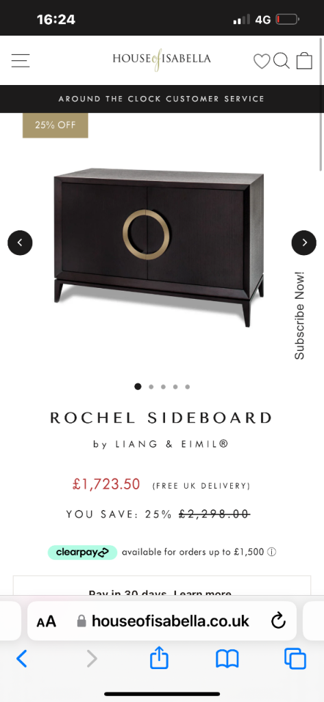 Liang & Eimil Rochel Sideboard in Black Wedge & Gold Brand New Boxed 