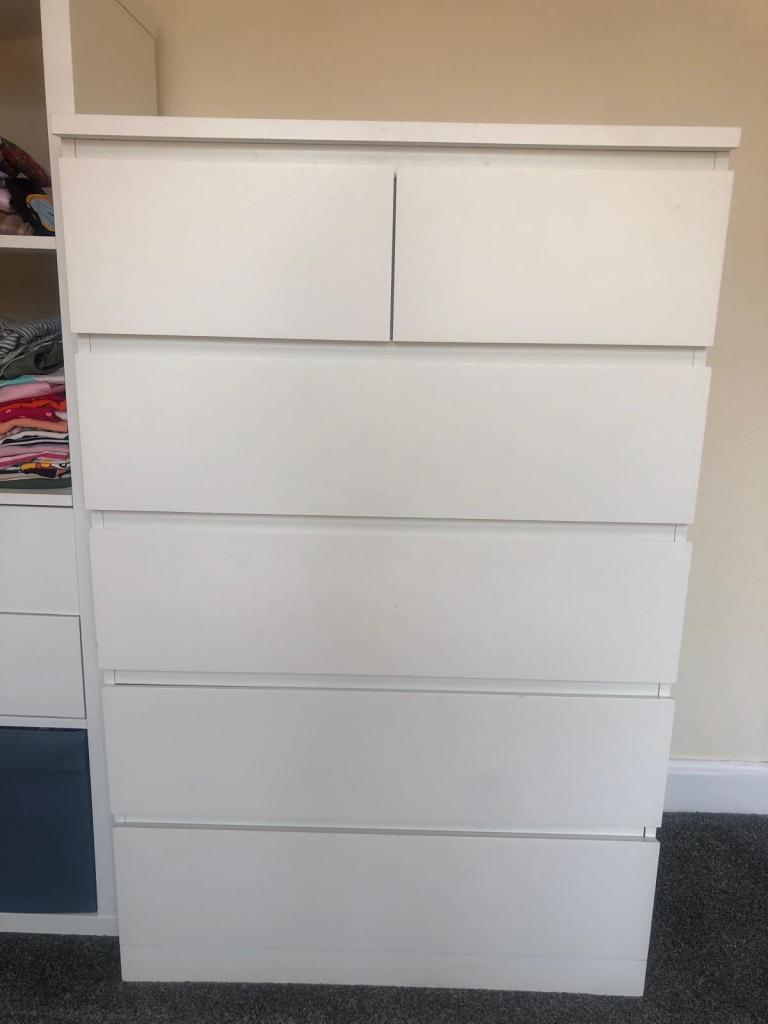 White Chest of 6 Drawers 