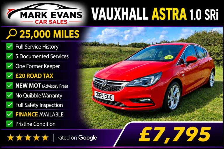 2015 Vauxhall Astra 1.0T 12V ecoFLEX SRi 5dr HATCHBACK Petrol Manual
