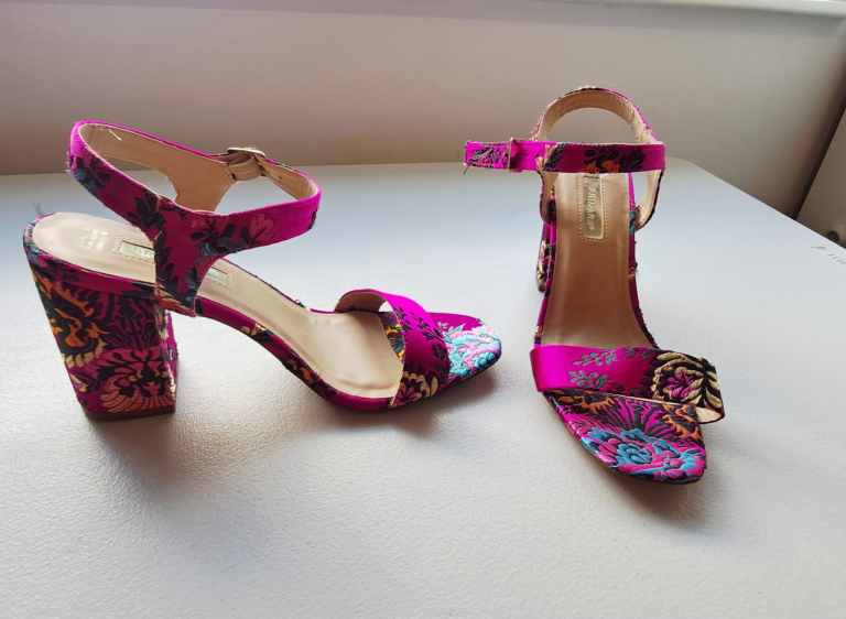 Pink Floral Block Heel Primark Sandals – As Good As New size 7