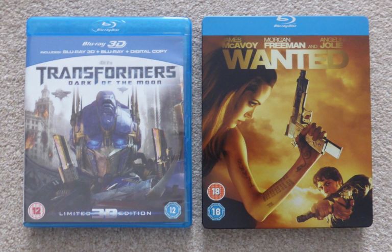 TRANSFORMERS DARK OF THE MOON 3D BLU RAY + BLU-RAY + DIGITAL + WANTED STEEL BOOK BLURAY £2.50 EACH