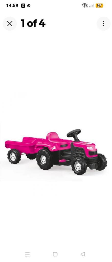 Pink Kids Ride-On Tractor with Trailer 