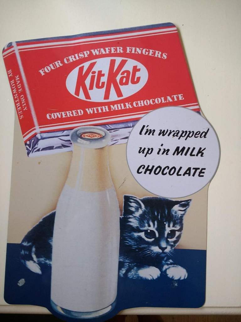 Metal Kit Kat sign with kitten 38 cm high x 28 cm wide