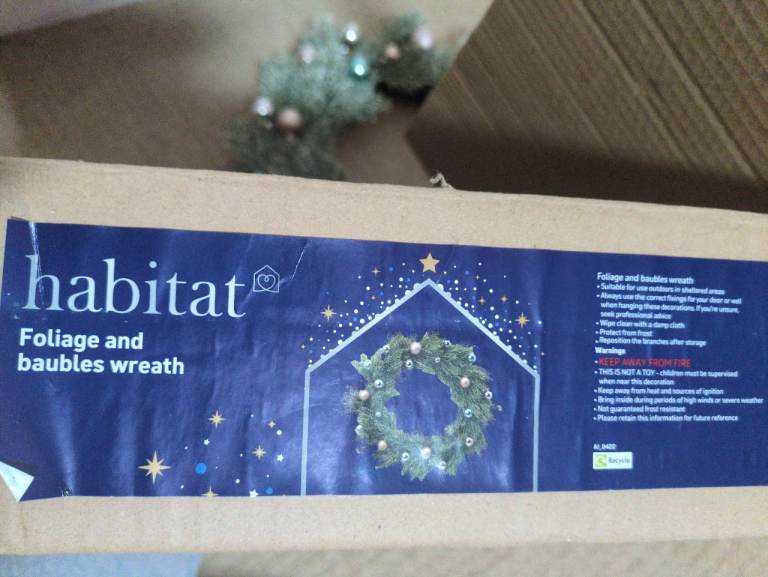 Habitat Christmas Bauble Wreath New 30cm dia