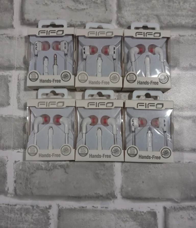 6 pairs of fifo earphones white 