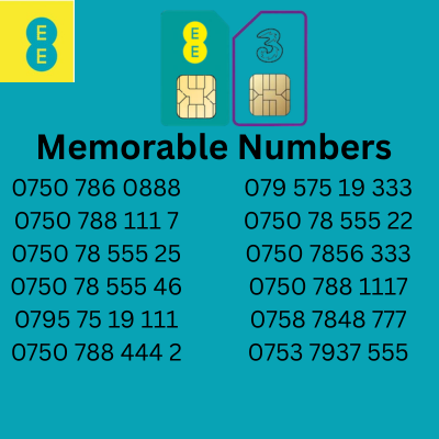 Memorable Numbers, Mobile Sim Card numbers