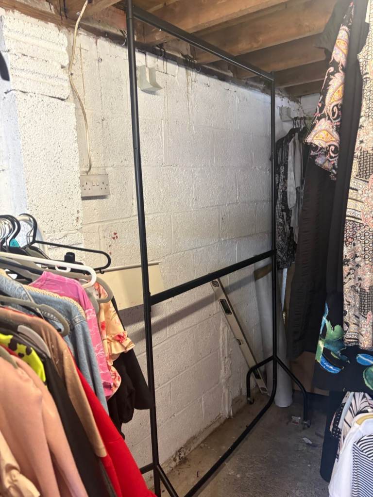 Black double clothes rail 