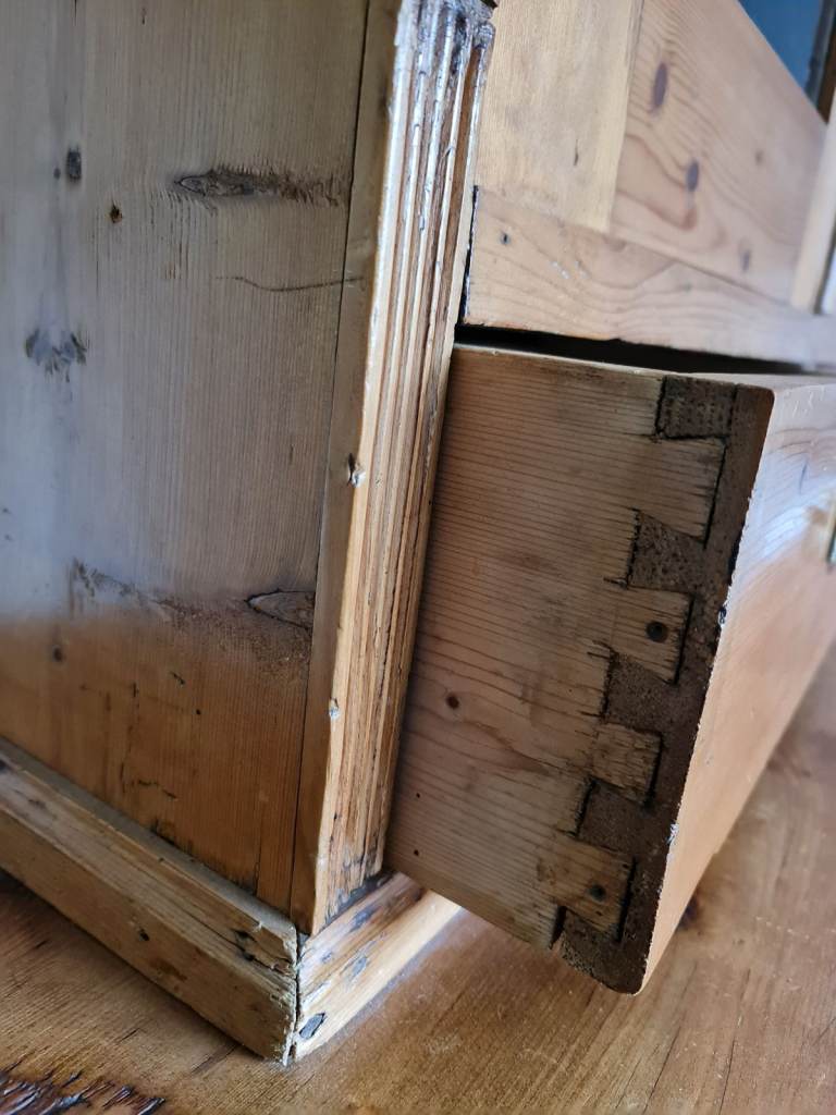 Early Victorian Country Pine Glazed Cupboard Dresser Top