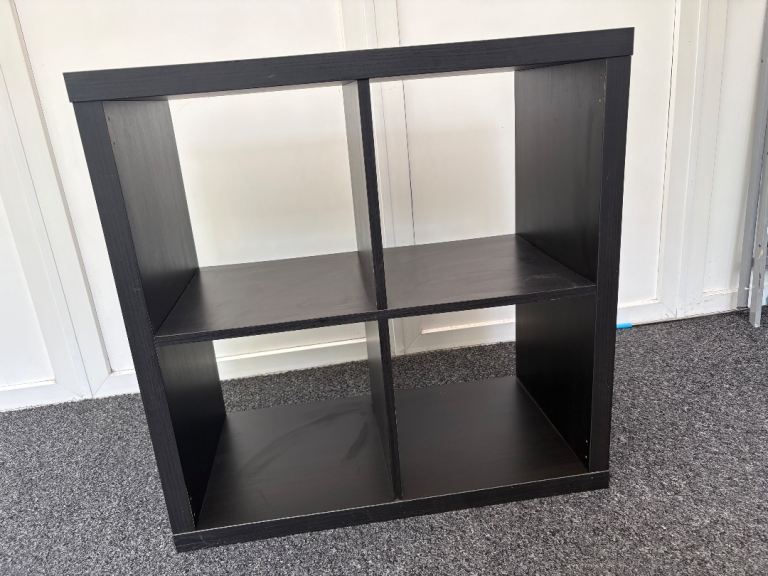 IKEA Kallax 4-Cube Shelving Unit (Black-Brown) with 2 Storage Boxes