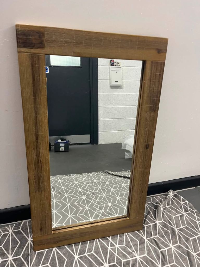 Rustic Style Brown Wooden Frame Mirror – As Good as New Condition