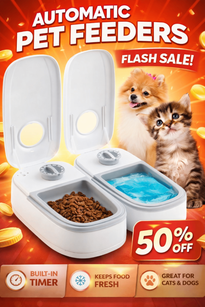 Automatic Pet Feeder - 2 Meal Pet Feeder with 48H Timer - Cat Dry Food - for Cats and Small Dogs