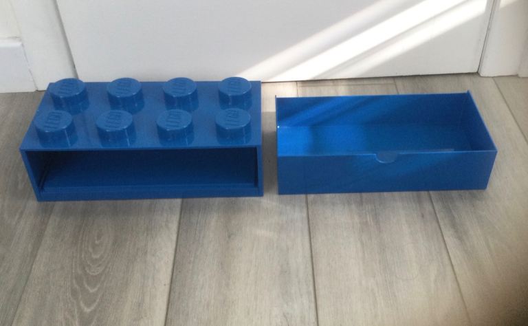 Lego Stackable Desk Drawer Blue heavy duty plastic 8 stud Brick storage 