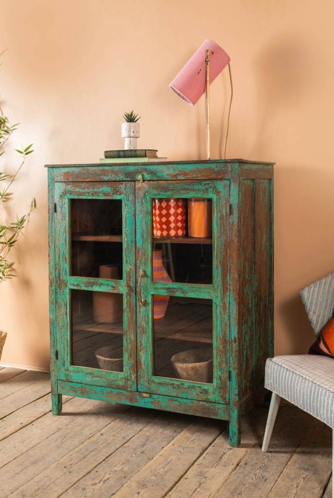 Beautiful Vintage Solid Wood Display Cabinet