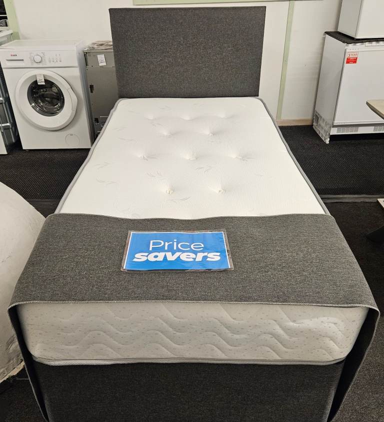 Single Divan Base & Headboard With Mattress (Brand New)
