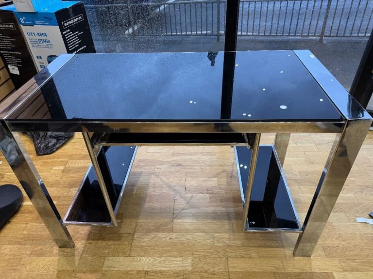 Chrome and glass computer office desks 