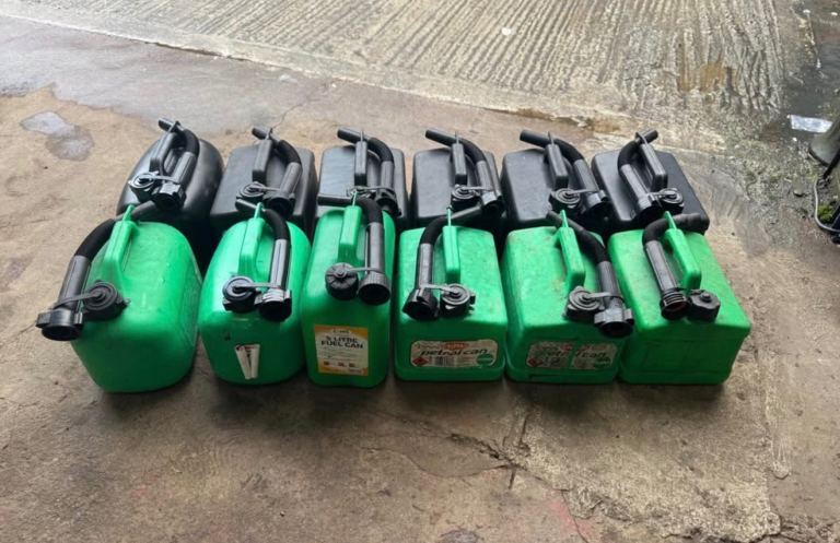 PETROL CANS WITH PIPE USED CONDITION