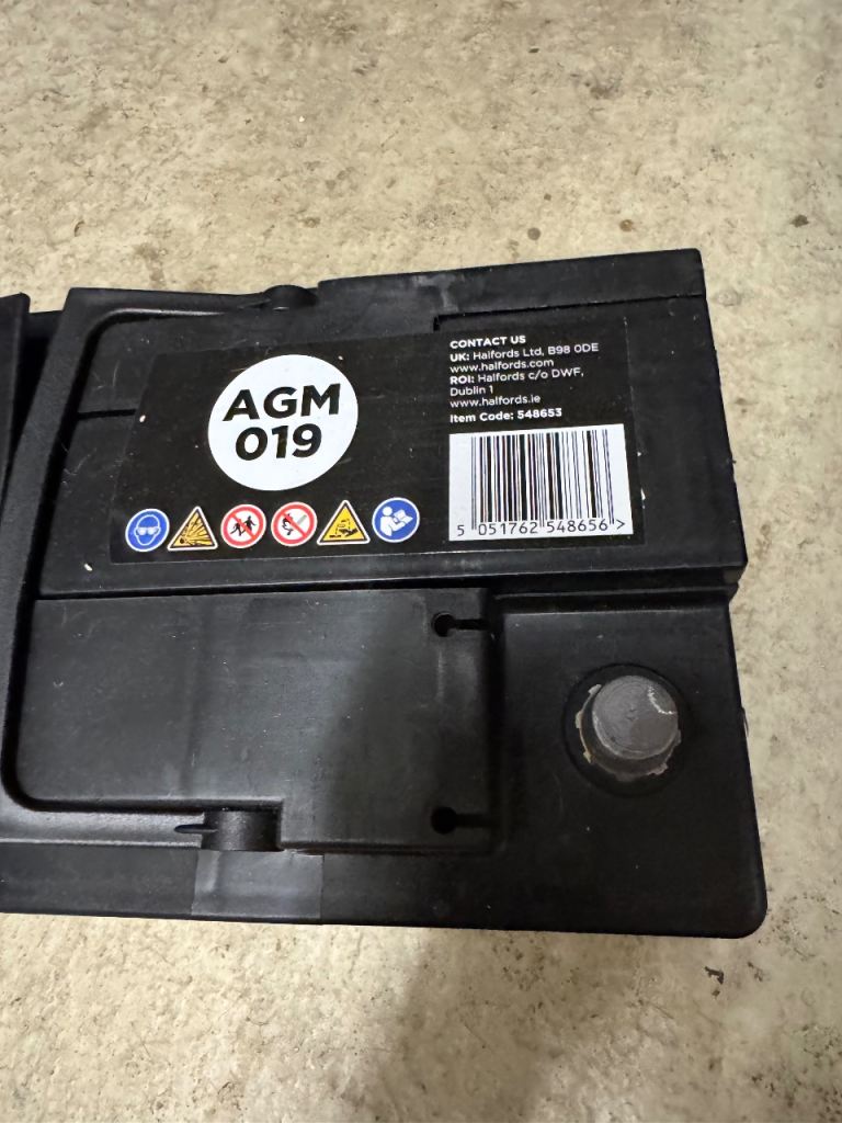12V AGM019 Stop/Start Car Battery - Halfords