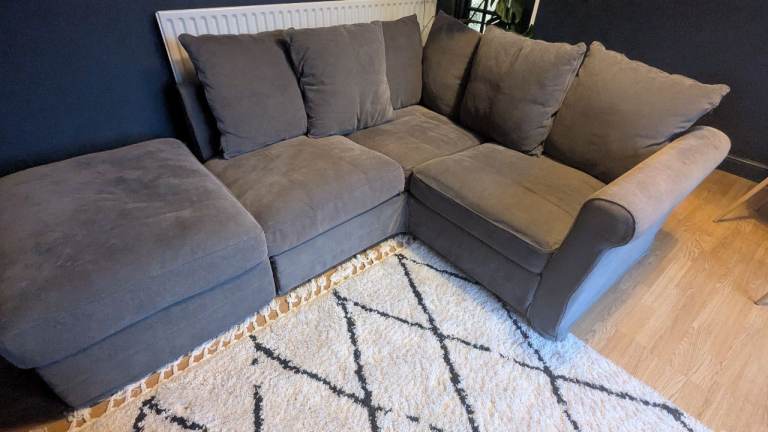image for IKEA grey corner sofa with storage footstool 