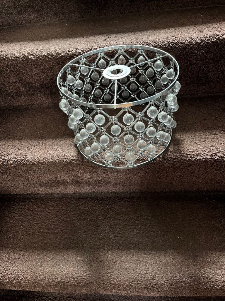 Silver Metal Beaded Lamp Shade - Good Condition