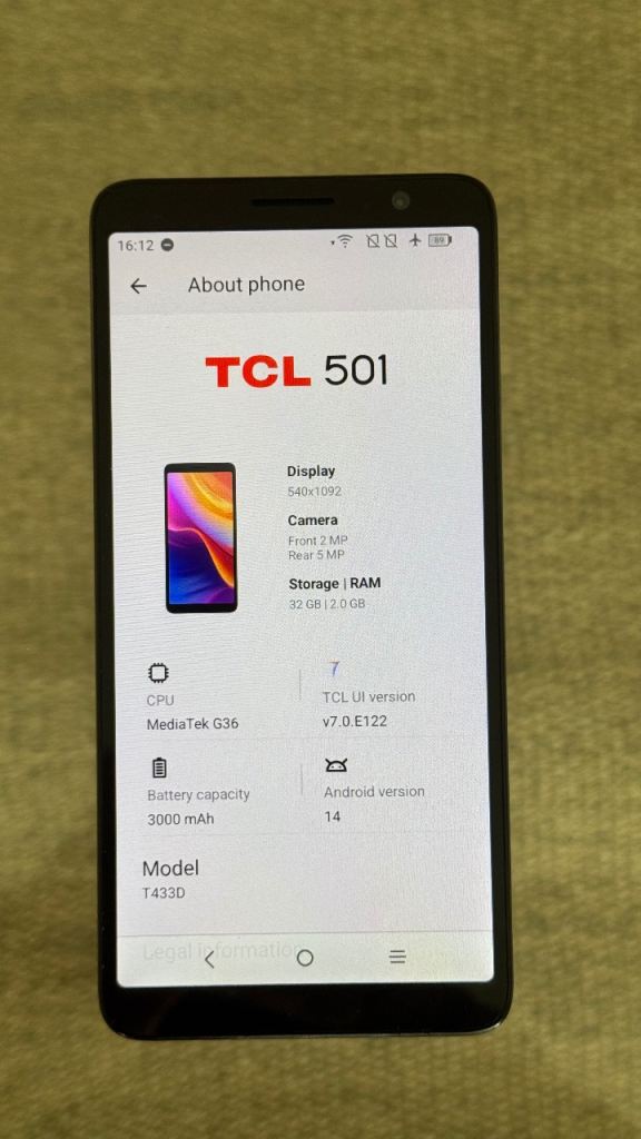 TCL 501 Android Smartphone - Black, 32GB Storage
