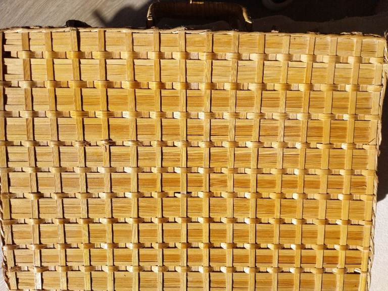 Woven Wicker Picnic Basket - Good Condition