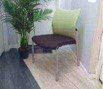 Used Senator Meeting Chair Fabric Green Black Stackable armless